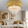 Plafoniere Moderne-Selezionato da Mazzolaluce Plafoniera elegante oro 40cm vetri cristallo per soggiorno