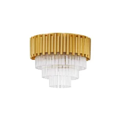 Plafoniere Moderne-Selezionato da Mazzolaluce Plafoniera elegante oro 40cm vetri cristallo per soggiorno