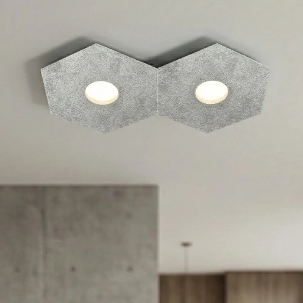 Plafoniere Moderne-Top Light Plafoniera foglia argento moderna esagonale toplight hexagon