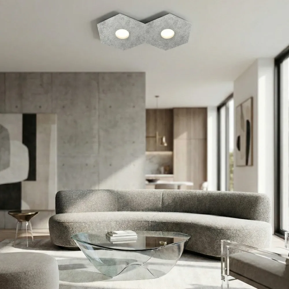 Plafoniere Moderne-Top Light Plafoniera foglia argento moderna esagonale toplight hexagon