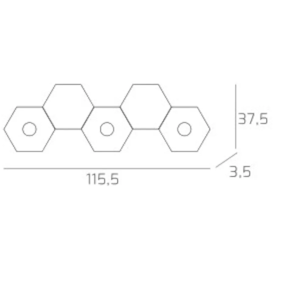Plafoniere Moderne-Top Light Plafoniera foglia oro 3 luci led + 2 piastre metallo hexagon