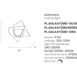 Plafoniere Moderne-Ondaluce Plafoniera galaxy md led 4000k silver dimmerabile design