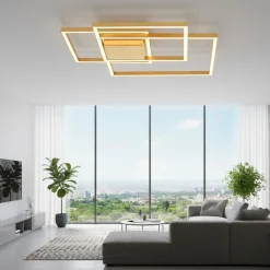 Plafoniere Moderne-Selezionato da Mazzolaluce Plafoniera geometrica moderna led 42w 3000k foglia oro