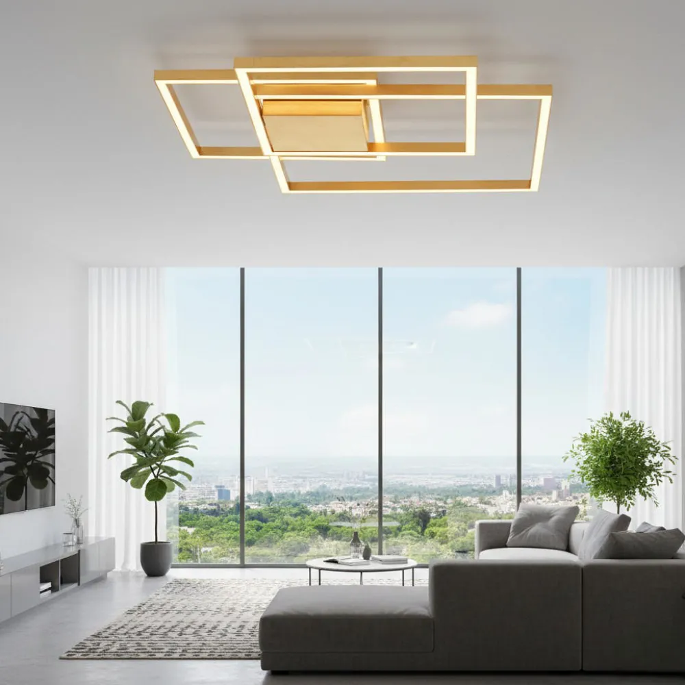 Plafoniere Moderne-Selezionato da Mazzolaluce Plafoniera geometrica moderna led 42w 3000k foglia oro