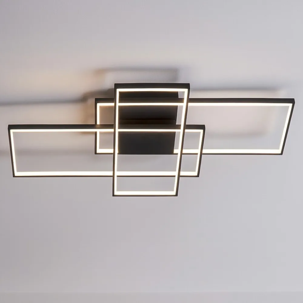 Plafoniere Moderne-Selezionato da Mazzolaluce Plafoniera geometrica nera design moderna led dimmerabile