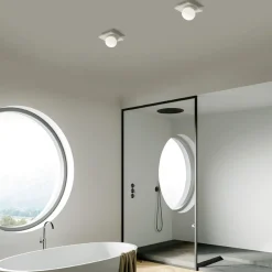 Plafoniere Moderne-Sforzin Illuminazione Plafoniera gesso bianco moderna sfera vetro sforzin cicladi