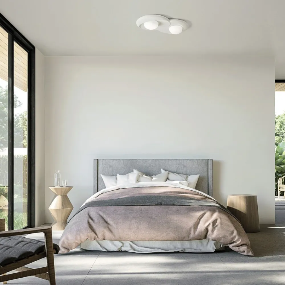 Plafoniere Moderne-Sforzin Illuminazione Plafoniera gesso moderna bianca sforzin pitane tonda