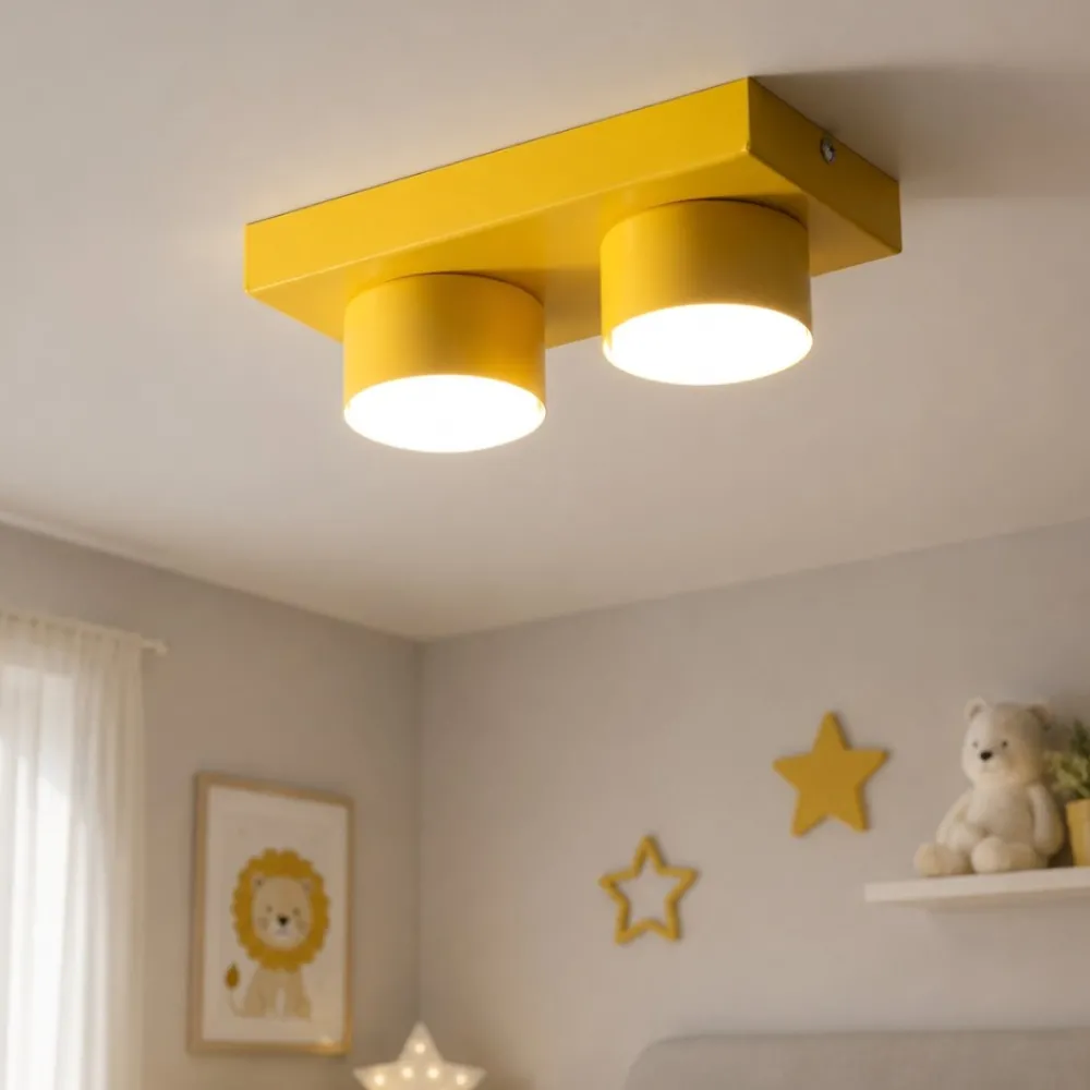 Plafoniere Moderne-Selezionato da Mazzolaluce Plafoniera gialla mattoncino 2 luci per cameretta moderna