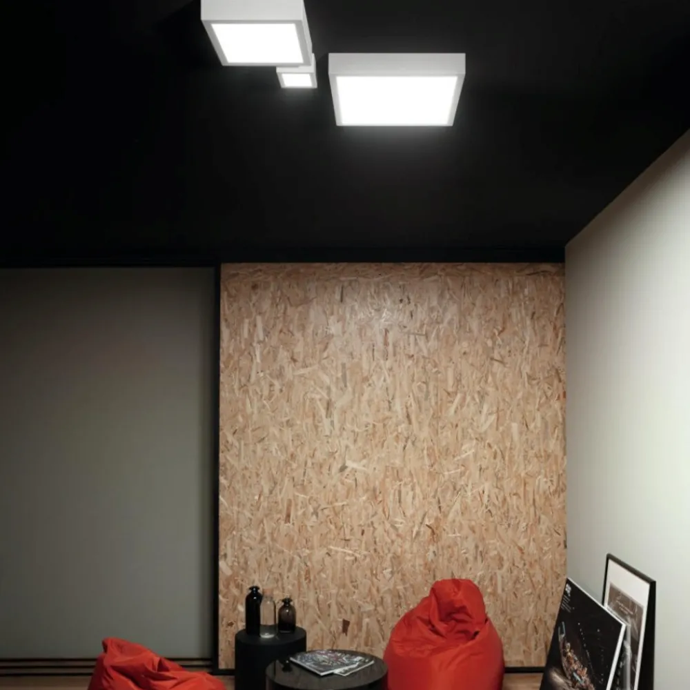 Plafoniere Moderne-Linea Light Plafoniera grande box led bianca quadrata 43w 4000k