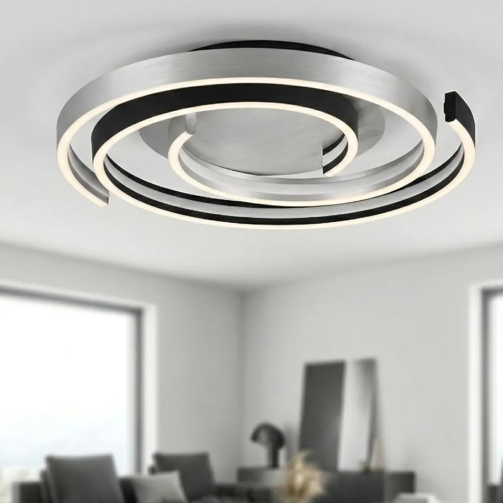Plafoniere Moderne-Selezionato da Mazzolaluce Plafoniera grigio alluminio moderna led da 2300k a 4000k dimmerabile