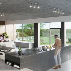 Plafoniere Moderne-Selezionato da Mazzolaluce Plafoniera grigio con faretti orientabili