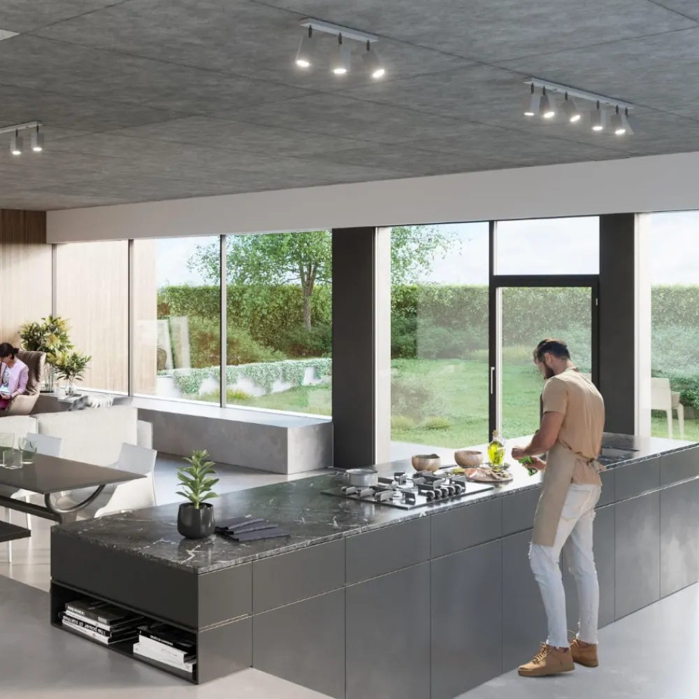 Plafoniere Moderne-Selezionato da Mazzolaluce Plafoniera grigio con faretti orientabili