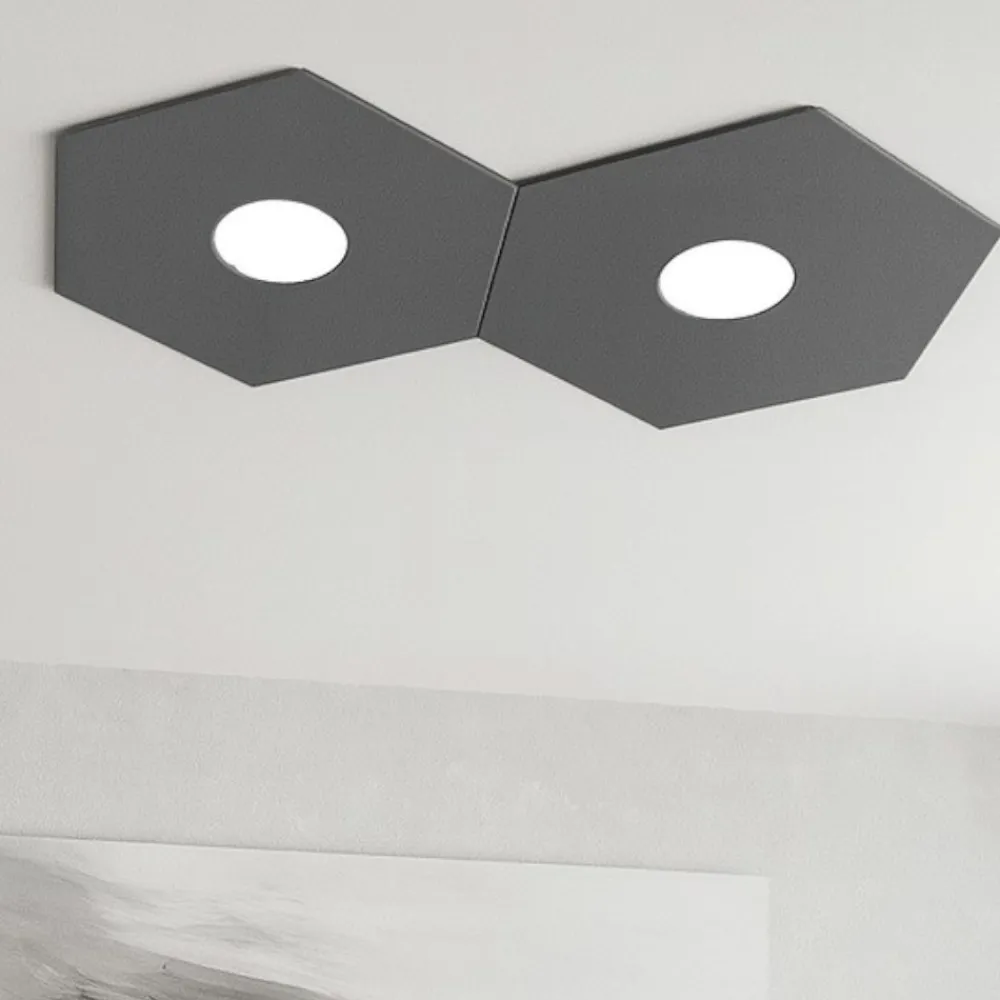 Plafoniere Moderne-Top Light Plafoniera grigio design moderna esagono antracite