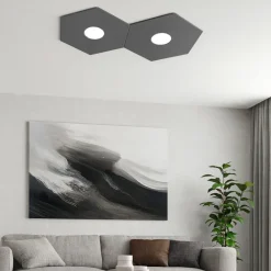Plafoniere Moderne-Top Light Plafoniera grigio design moderna esagono antracite