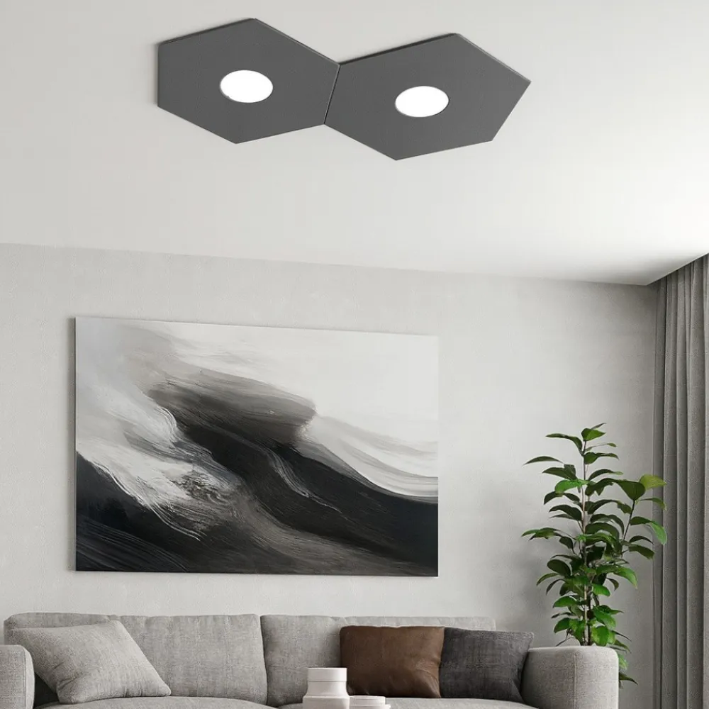 Plafoniere Moderne-Top Light Plafoniera grigio design moderna esagono antracite