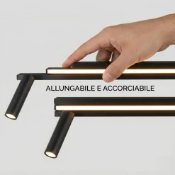 Plafoniere Moderne-Selezionato da Mazzolaluce Plafoniera grigio nero allungabile con 4 faretti led 2700k-65000k telecomando