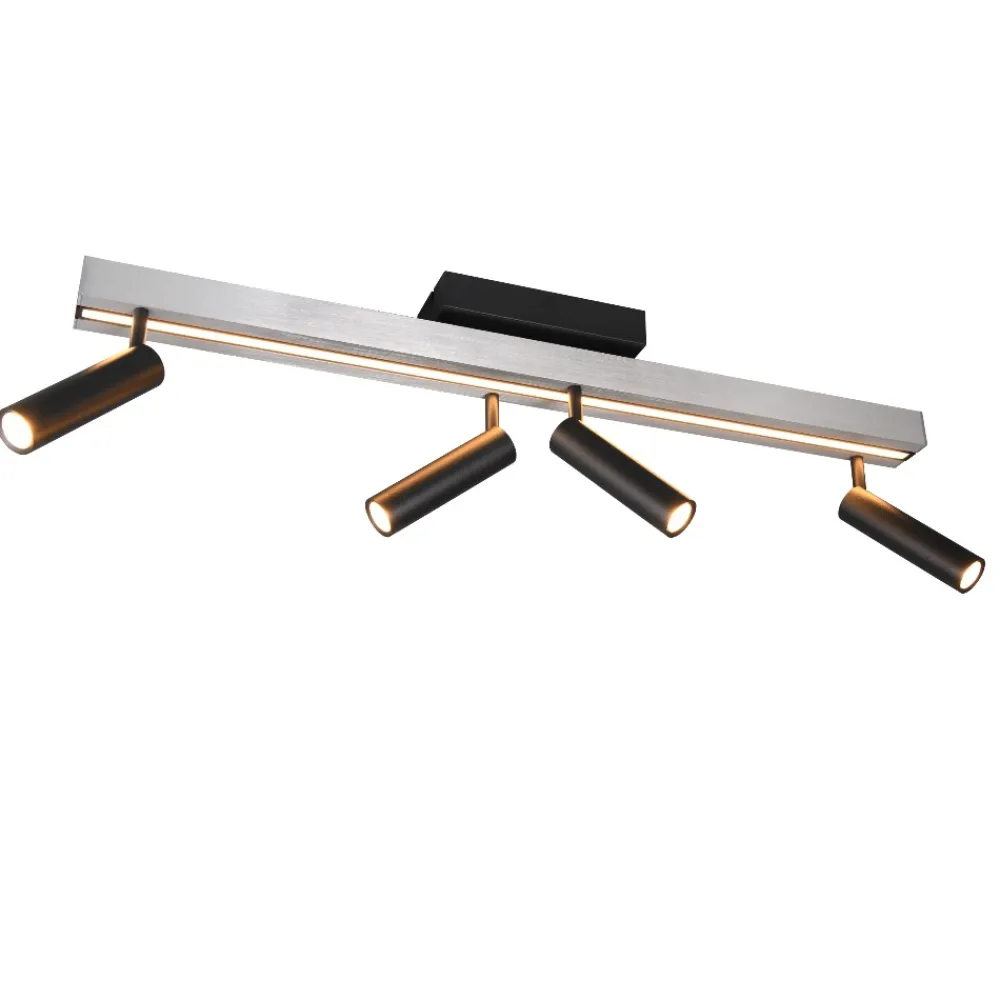 Plafoniere Moderne-Selezionato da Mazzolaluce Plafoniera grigio nero allungabile con 4 faretti led 2700k-65000k telecomando