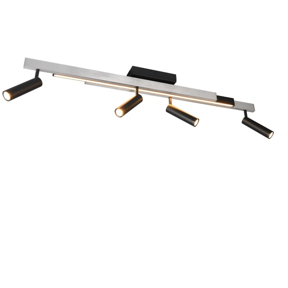 Plafoniere Moderne-Selezionato da Mazzolaluce Plafoniera grigio nero allungabile con 4 faretti led 2700k-65000k telecomando