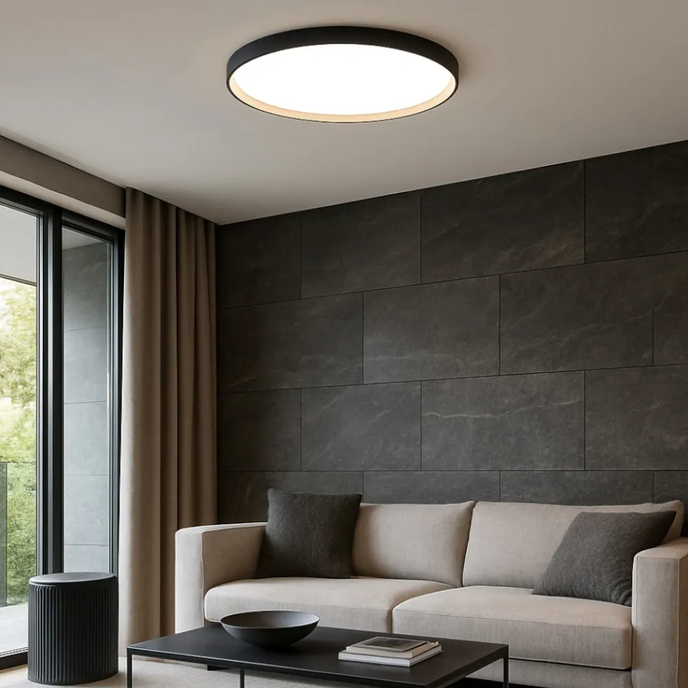 Plafoniere Moderne-Perenz Illuminazione Plafoniera halo nero oro led 45w cct tonda moderna perenz