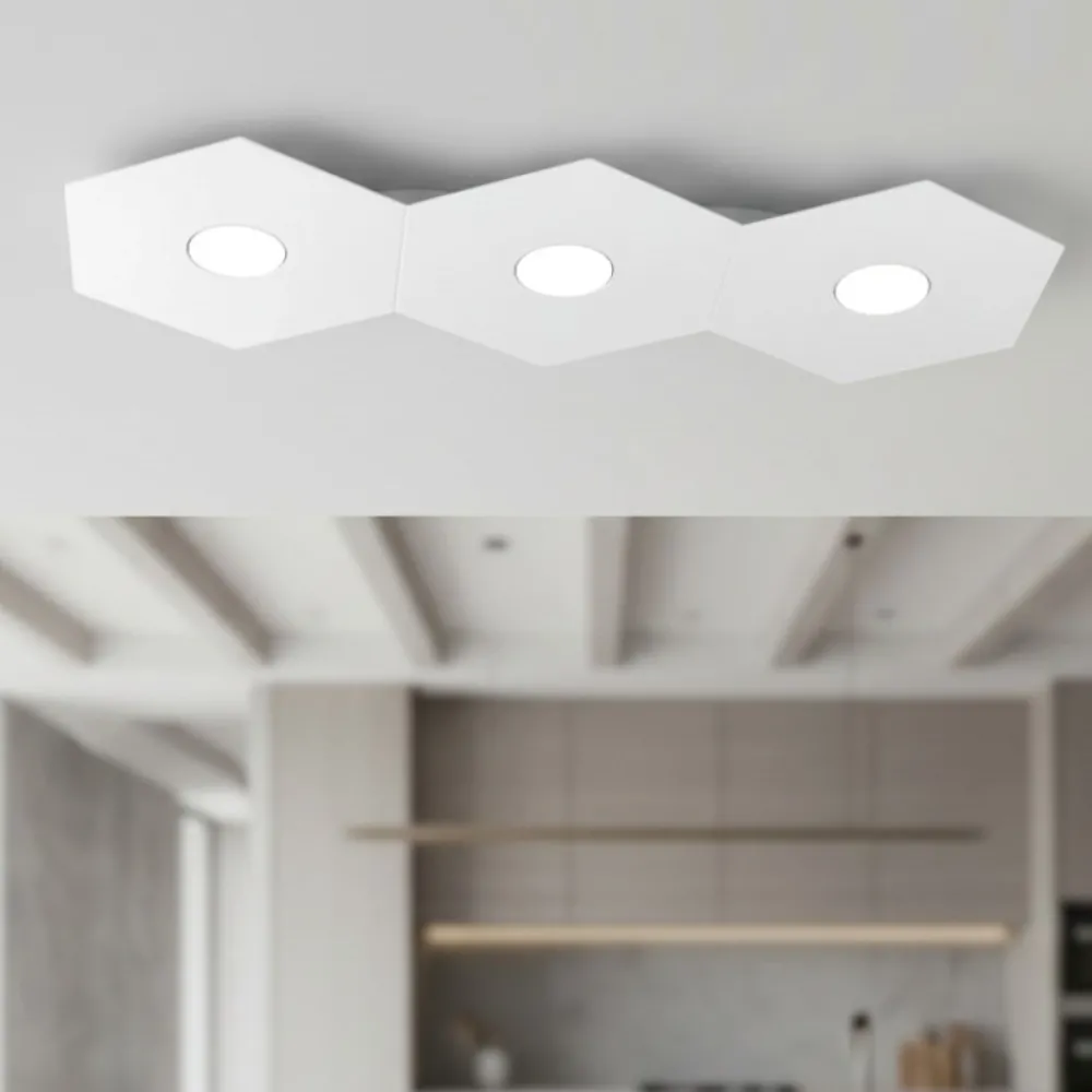 Plafoniere Moderne-Top Light Plafoniera hexagon toplight bianco design esagoni