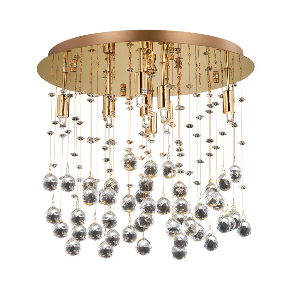 Plafoniere Moderne-Ideal Lux Plafoniera moonlight pl8 oro lucido cristallo per camera da letto