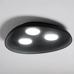 Plafoniere Moderne-Vivida International Plafoniera in ceramica reloux ovale a 3 luci nera vivida