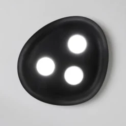 Plafoniere Moderne-Vivida International Plafoniera in ceramica reloux ovale a 3 luci nera vivida