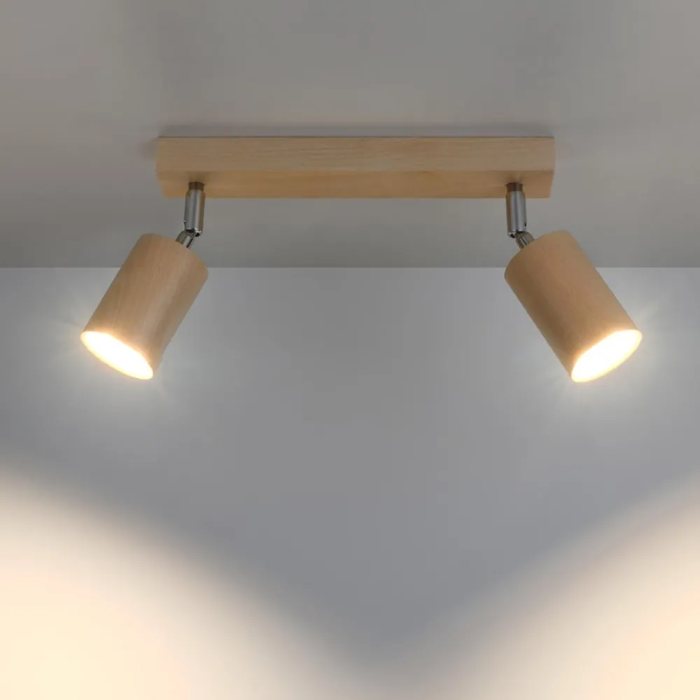 Plafoniere Moderne-Selezionato da Mazzolaluce Plafoniera in legno per cucina con faretti orientabili due luci