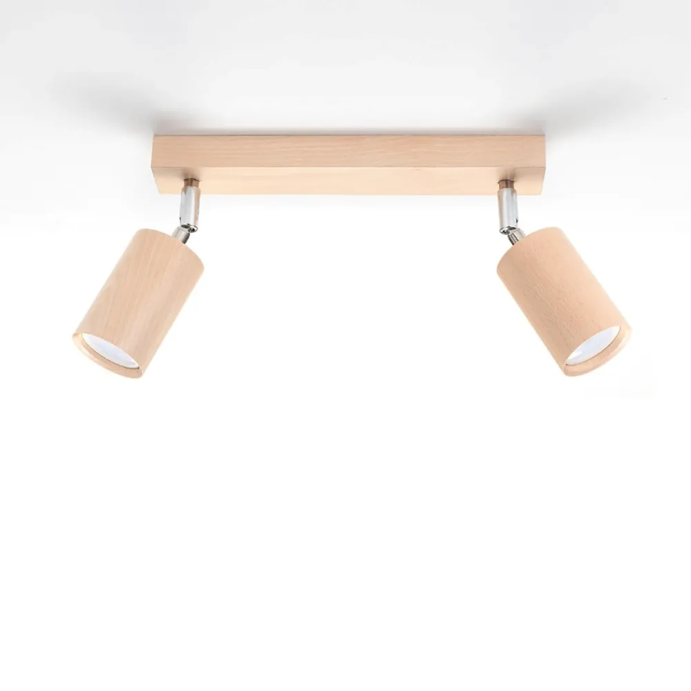Plafoniere Moderne-Selezionato da Mazzolaluce Plafoniera in legno per cucina con faretti orientabili due luci