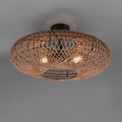 Plafoniere Moderne-Selezionato da Mazzolaluce Plafoniera in vimini contemporanea metallo nero per soggiorno