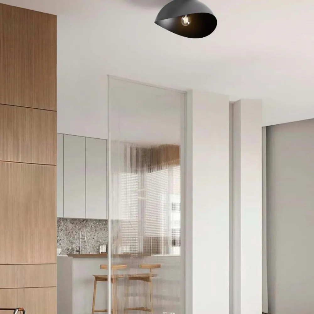 Plafoniere Moderne-Selezionato da Mazzolaluce Plafoniera kiki nera semi sfera 40 cm moderna