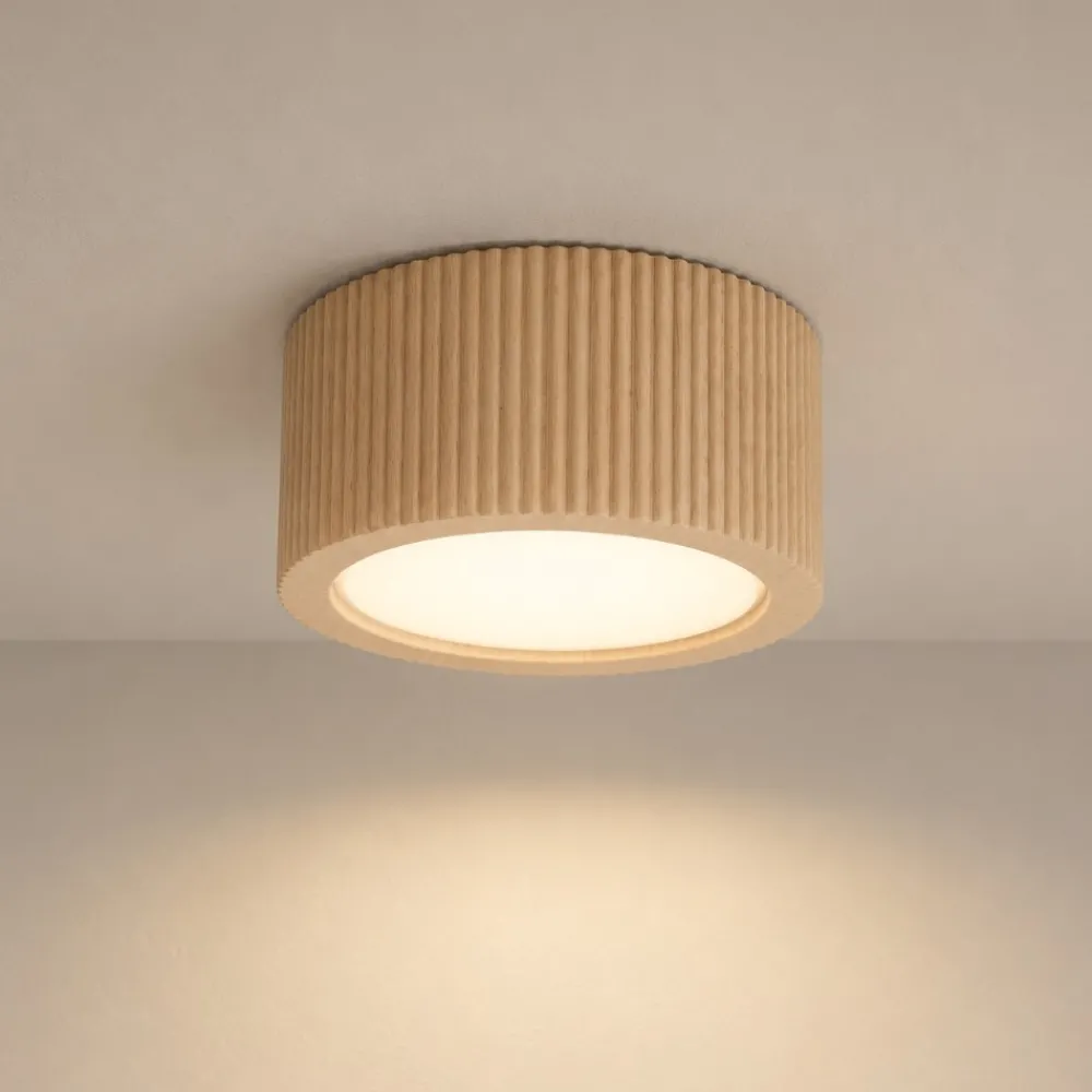 Plafoniere Moderne-Selezionato da Mazzolaluce Plafoniera lampada da soffitto scandinava in legno rotonda