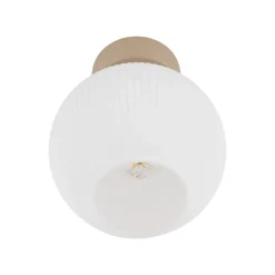 Plafoniere Moderne-Selezionato da Mazzolaluce Plafoniera lampada da soffitto in legno sfera di vetro bianco