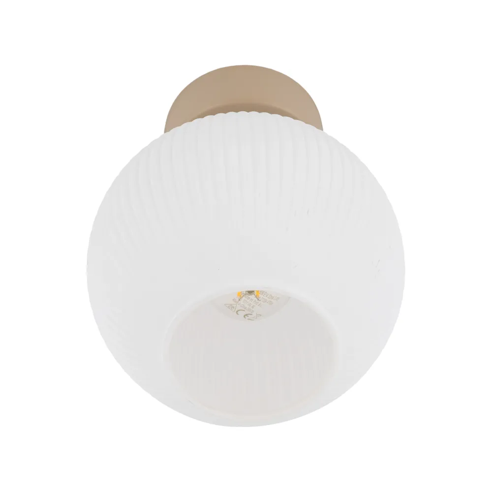 Plafoniere Moderne-Selezionato da Mazzolaluce Plafoniera lampada da soffitto in legno sfera di vetro bianco