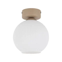 Plafoniere Moderne-Selezionato da Mazzolaluce Plafoniera lampada da soffitto in legno sfera di vetro bianco