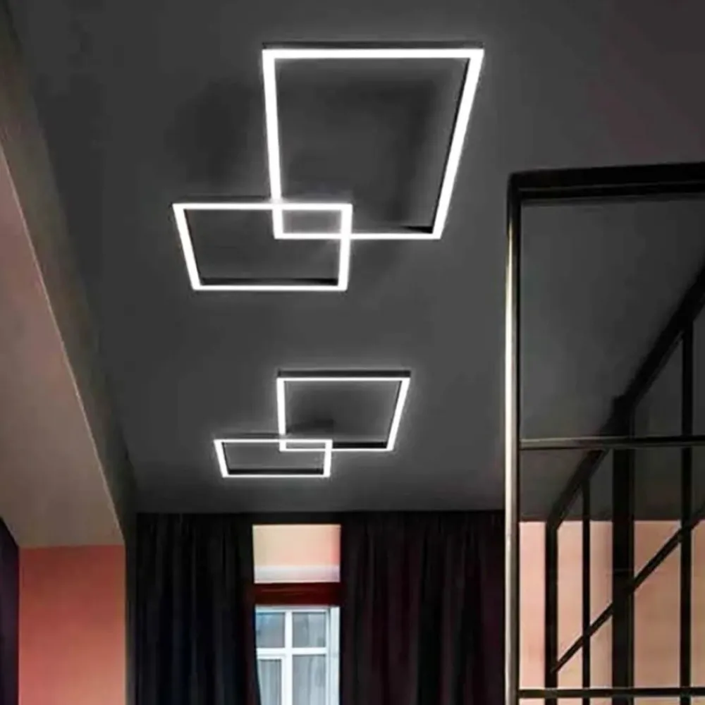 Plafoniere Moderne-Perenz Illuminazione Plafoniera led cct 64w 3000k 4000k 6000k nera moderna perenz cross