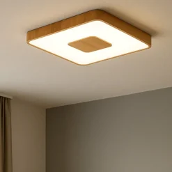 Plafoniere Moderne-Selezionato da Mazzolaluce Plafoniera led da 2700k a 5000k quadrata effetto legno con telecomando wi-fii