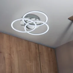 Plafoniere Moderne-Selezionato da Mazzolaluce Plafoniera led da 2700k a 6000k tricolor moderna nickel con telecomando