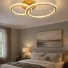 Plafoniere Moderne-Selezionato da Mazzolaluce Plafoniera led design cerchi oro per camera da letto stile contemporaneo