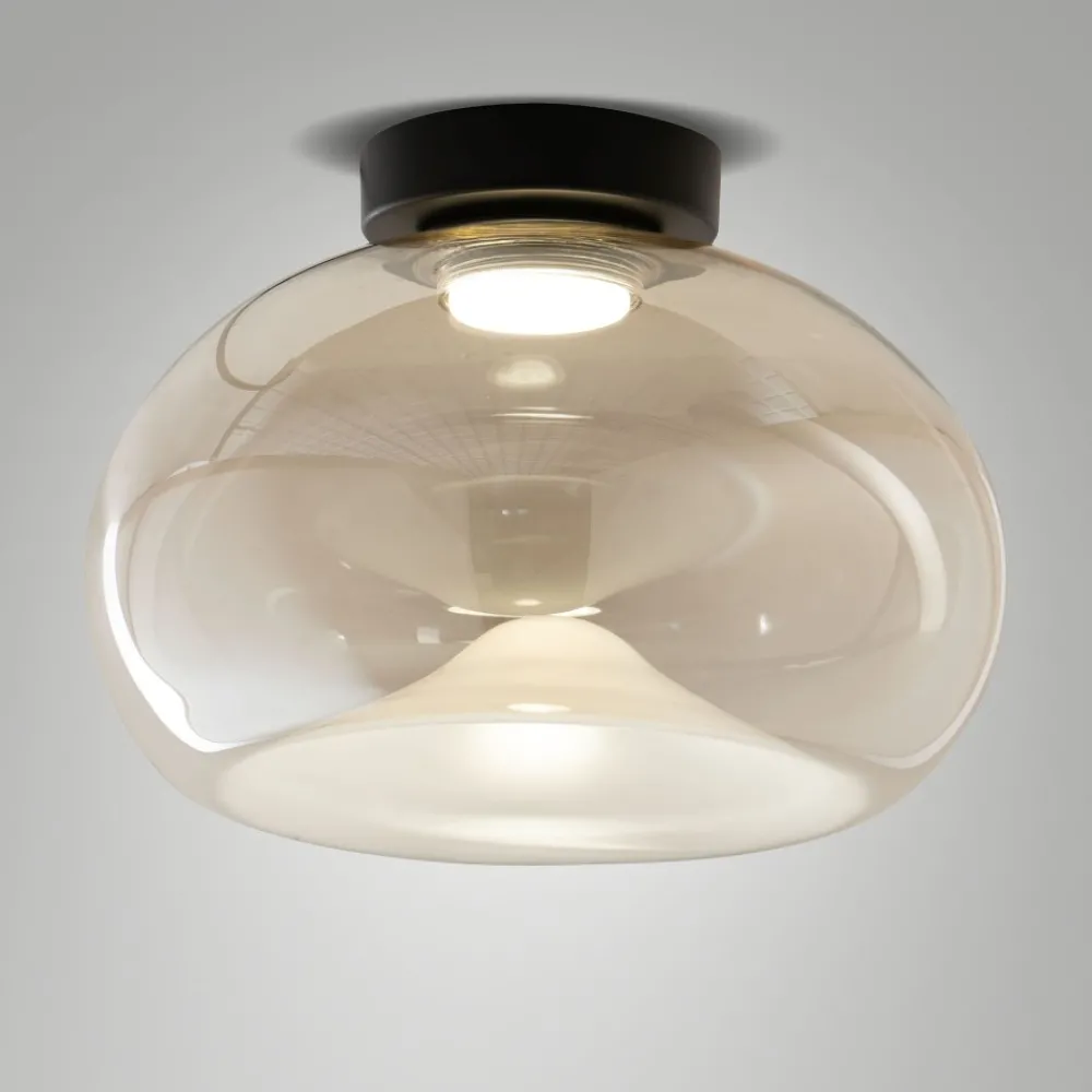 Plafoniere Moderne-Fabas Luce Plafoniera led di vetro ambra brena design moderna