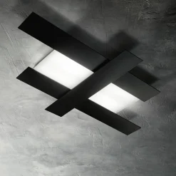 Plafoniere Moderne-Gea Luce Plafoniera led doha 50w 3000k nera moderna