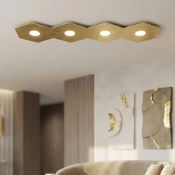 Plafoniere Moderne-Top Light Plafoniera led foglia oro design moderno 4 lampade intercambiabili