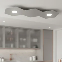 Plafoniere Moderne-Top Light Plafoniera led hexagon toplight 2 luci con piasta in metallo grigio da ingresso