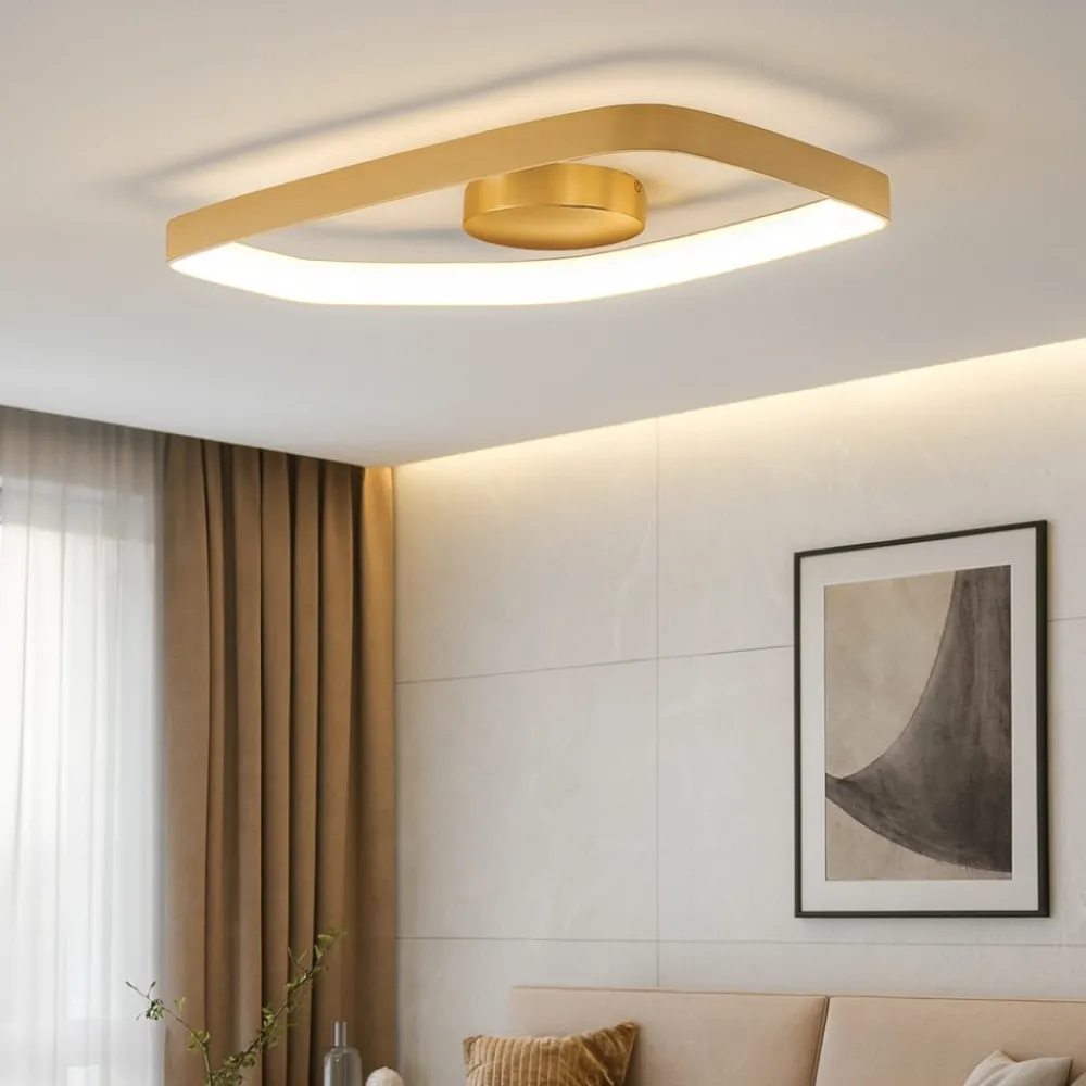 Plafoniere Moderne-Eglo Plafoniera led 3000k design moderna fascia oro vallerosa