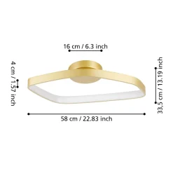 Plafoniere Moderne-Eglo Plafoniera led 3000k design moderna fascia oro vallerosa