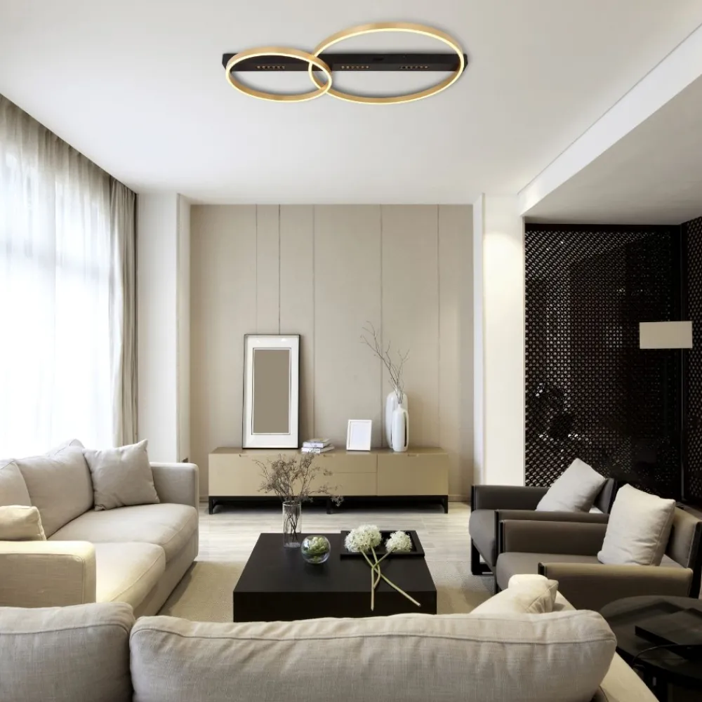 Plafoniere Moderne-Selezionato da Mazzolaluce Plafoniera led 3000k di colore nero e oro