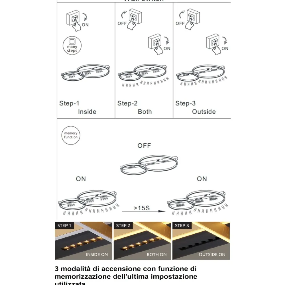 Plafoniere Moderne-Selezionato da Mazzolaluce Plafoniera led 3000k di colore nero e oro
