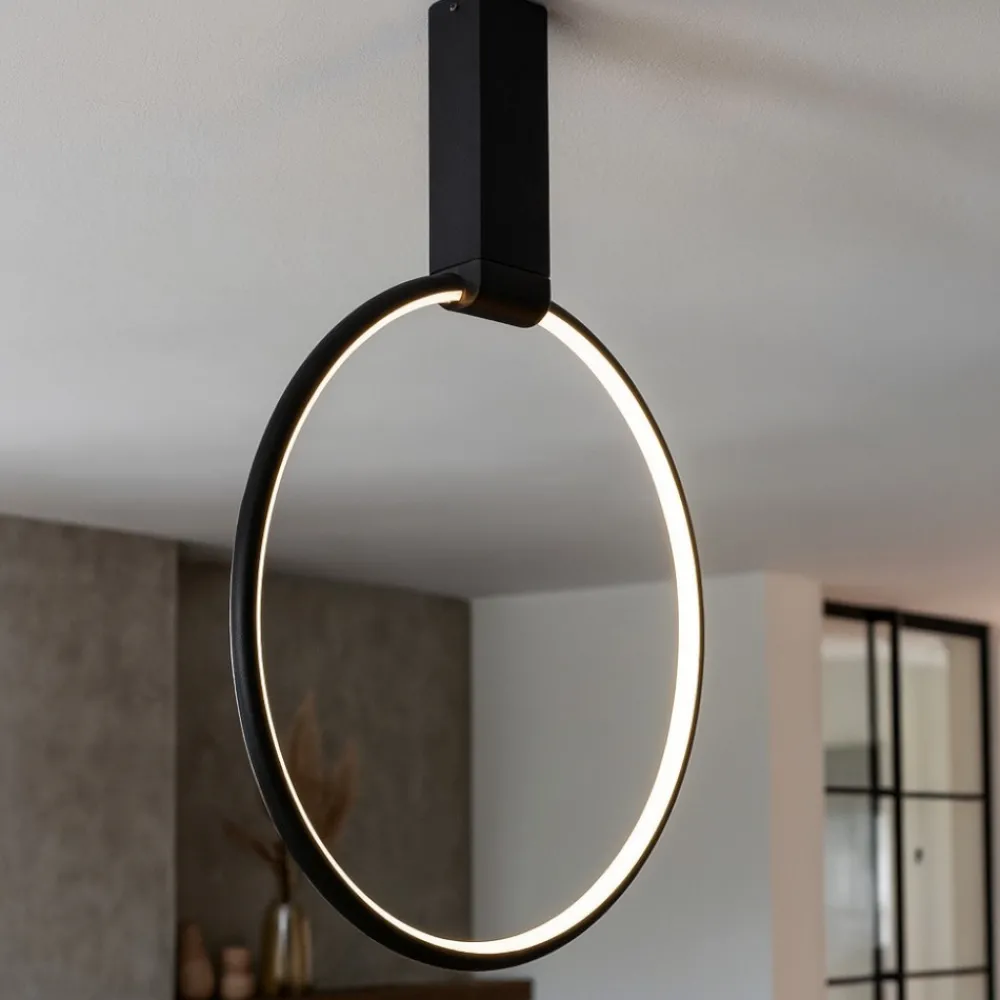 Plafoniere Moderne-Selezionato da Mazzolaluce Plafoniera led 3000k dimmerabile cerchio nero orientabile moderna