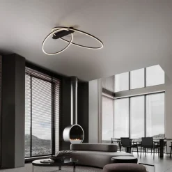 Plafoniere Moderne-Selezionato da Mazzolaluce Plafoniera led 3000k kiki nera moderna cerchi dimmerabile