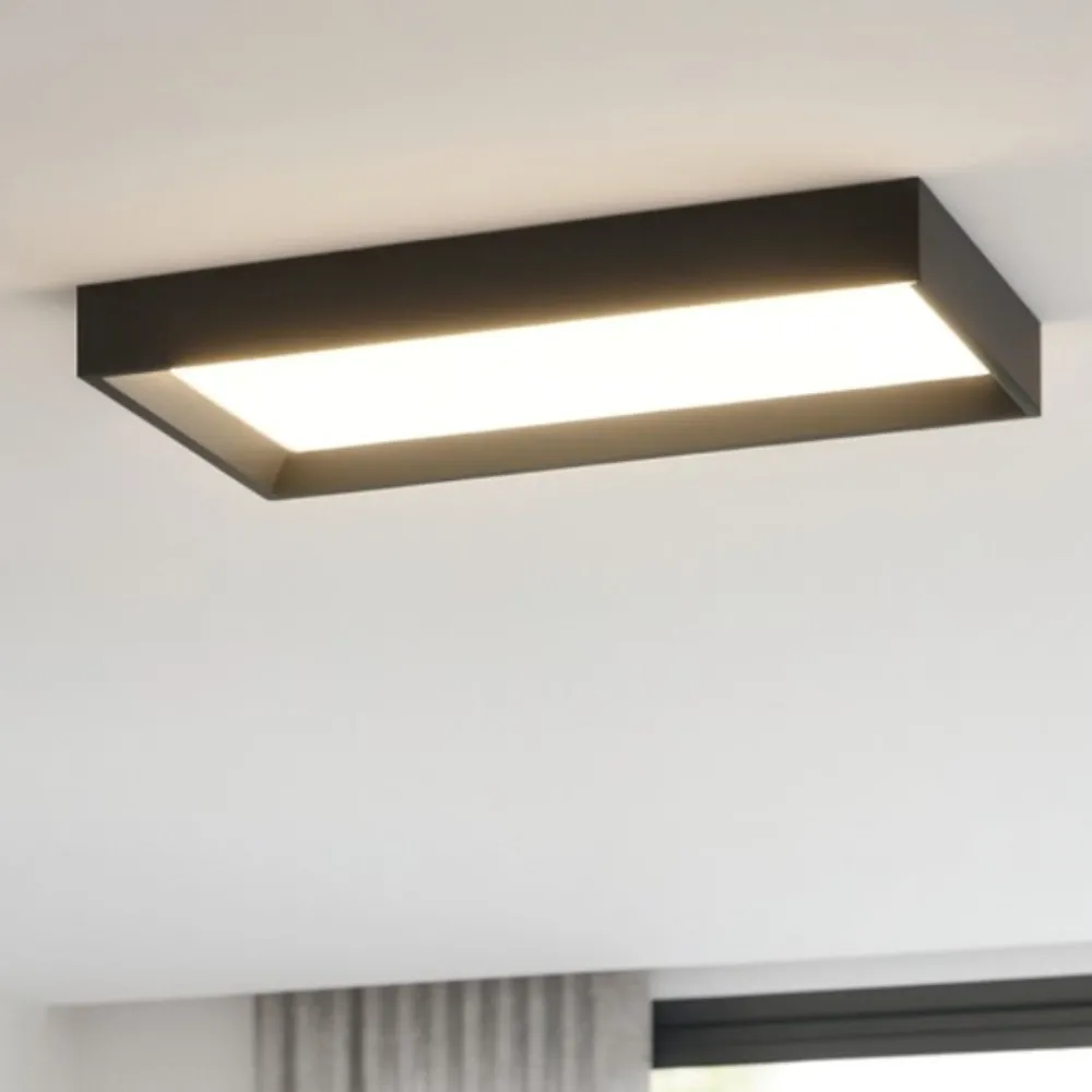 Plafoniere Moderne-Linea Light Plafoniera led 3000k nera rettangolare tara